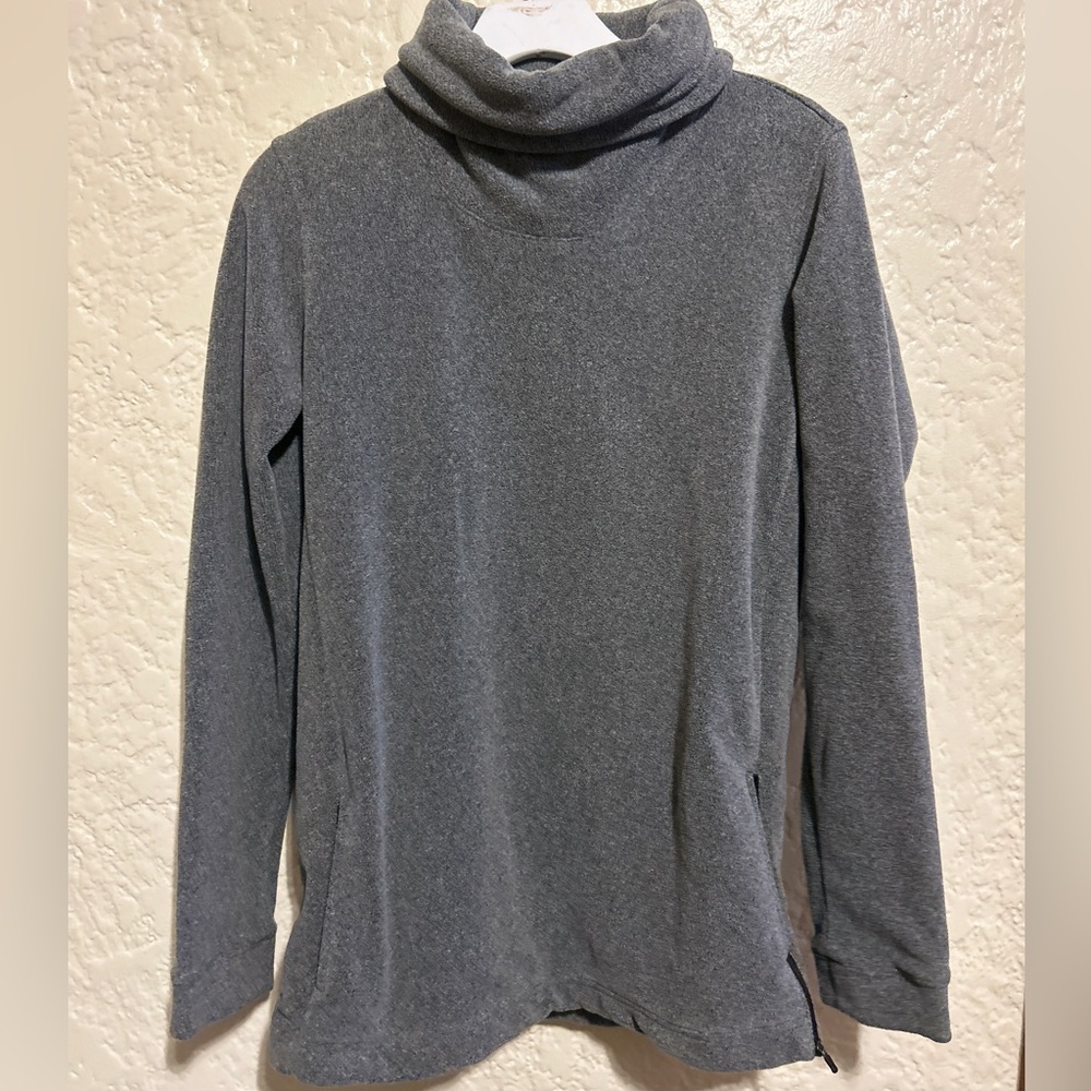 Nike Therma Dri-Fit Tunic Cozy Gray Cowl Neck Sweater‎ pocket fleece size Small